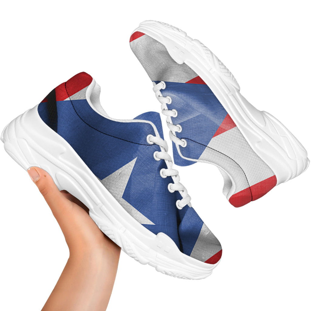 Wrinkled Puerto Rican Flag Print White Chunky Shoes