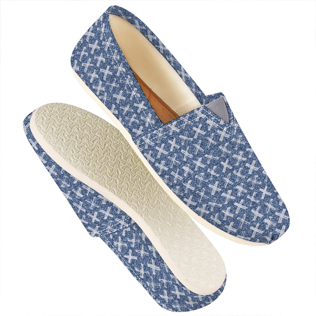 X Cross Denim Jeans Pattern Print Casual Shoes