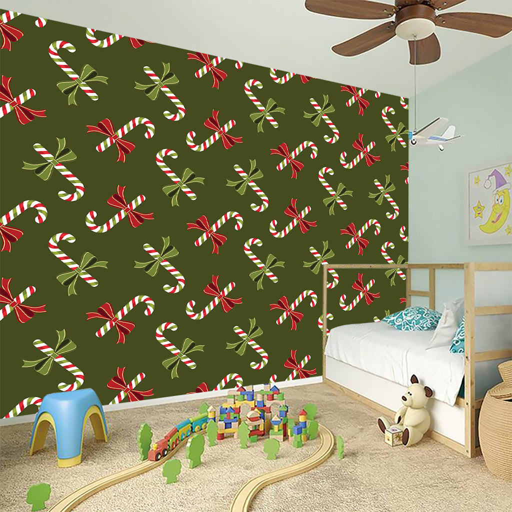 Xmas Candy Cane Pattern Print Wall Sticker