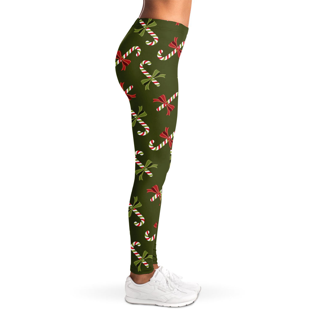 Xmas Candy Cane Pattern Print Women's Leggings