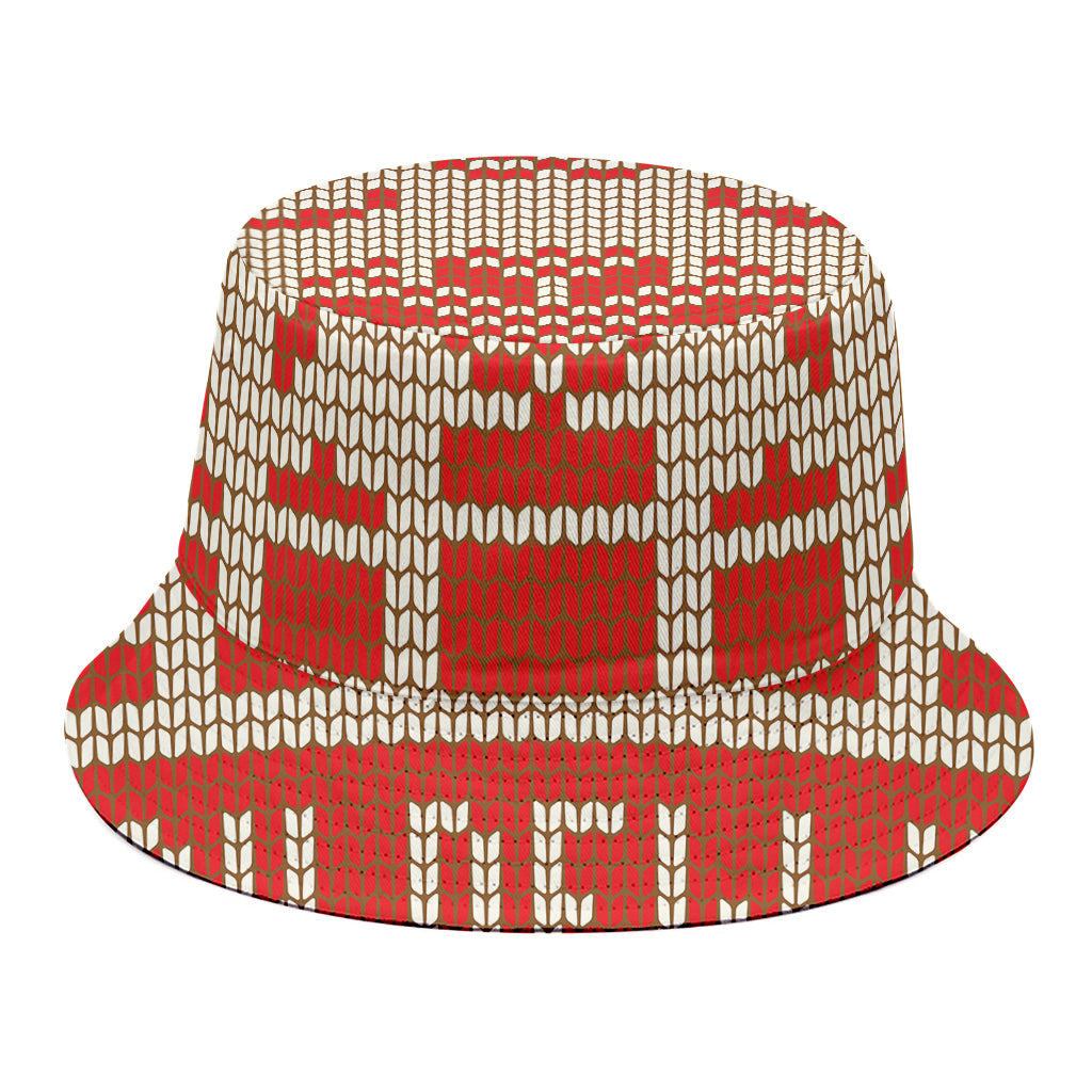 Xmas Deer Knitted Print Bucket Hat