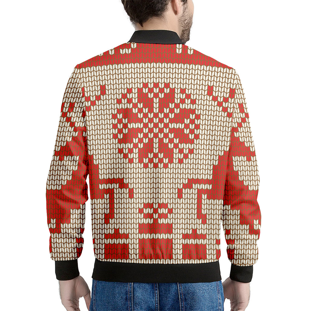 Xmas Deer Knitted Print Men's Bomber Jacket