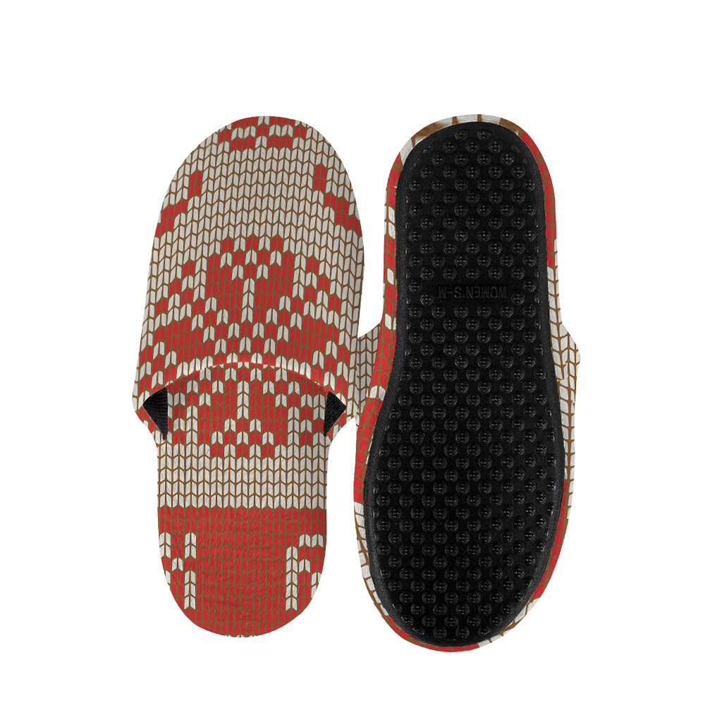 Xmas Deer Knitted Print Slippers