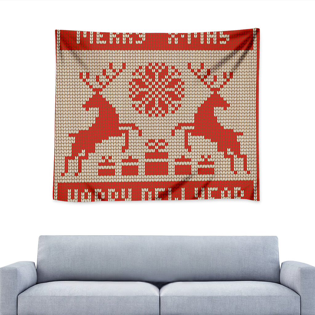 Xmas Deer Knitted Print Tapestry