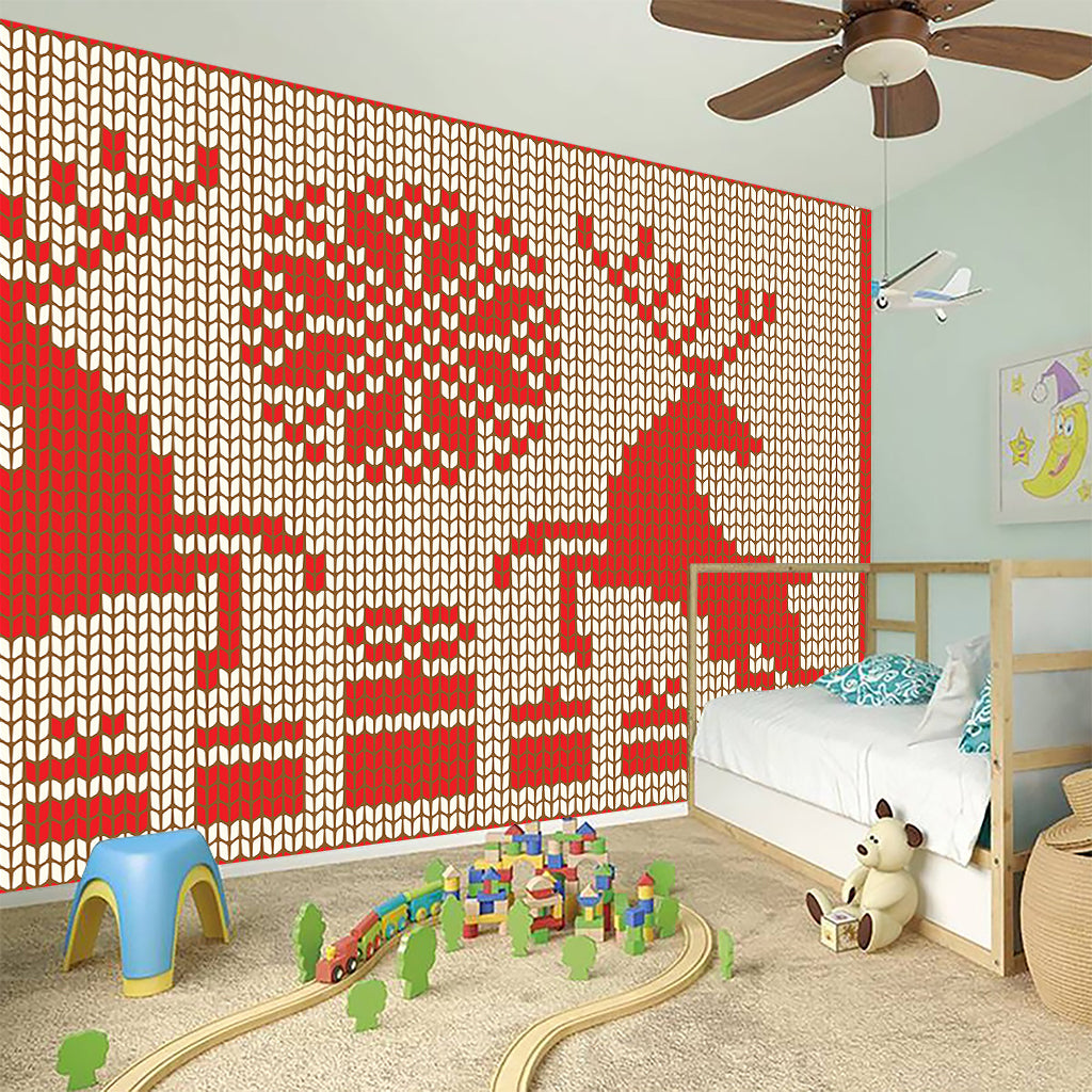 Xmas Deer Knitted Print Wall Sticker