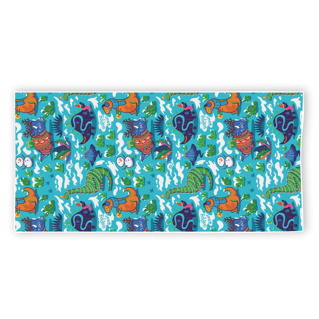 Xmas Dinosaur Pattern Print Beach Towel