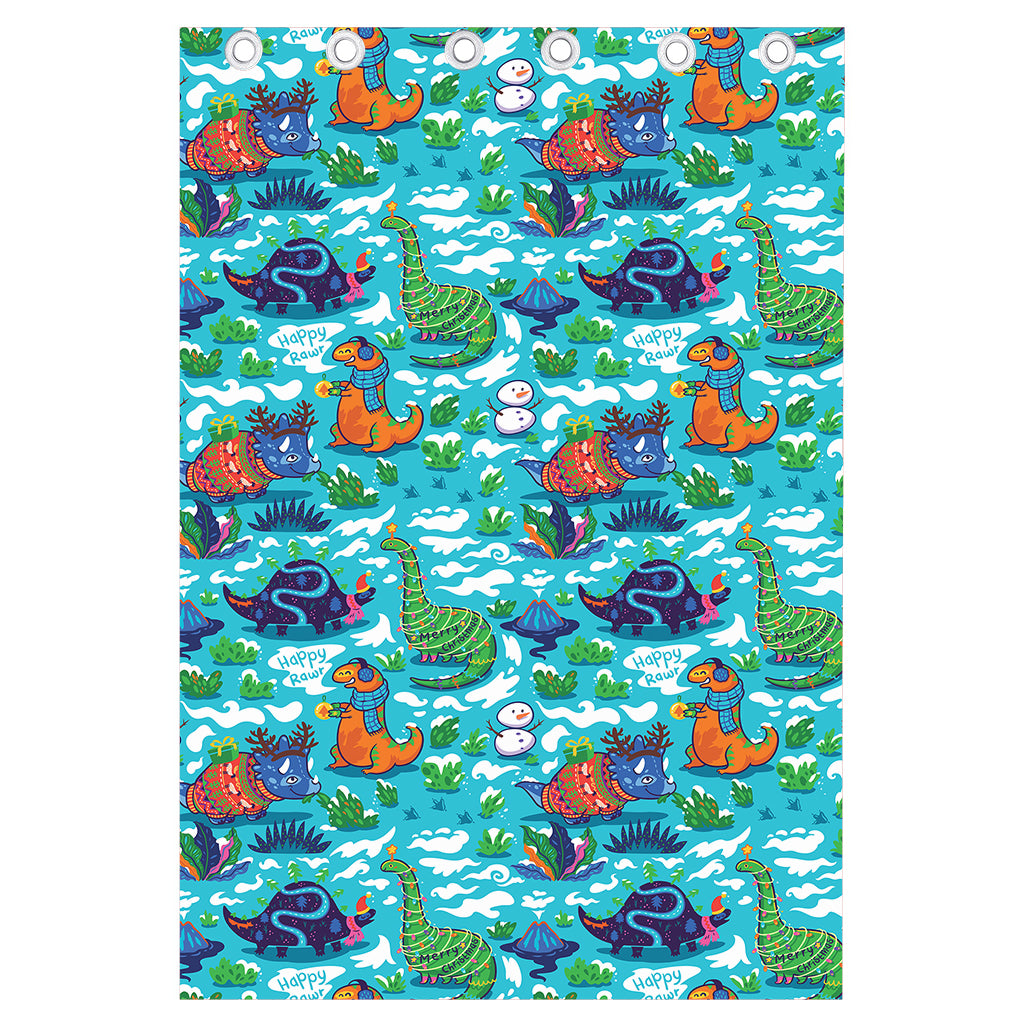 Xmas Dinosaur Pattern Print Curtain
