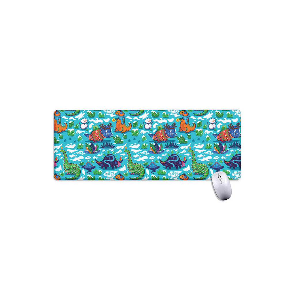 Xmas Dinosaur Pattern Print Extended Mouse Pad