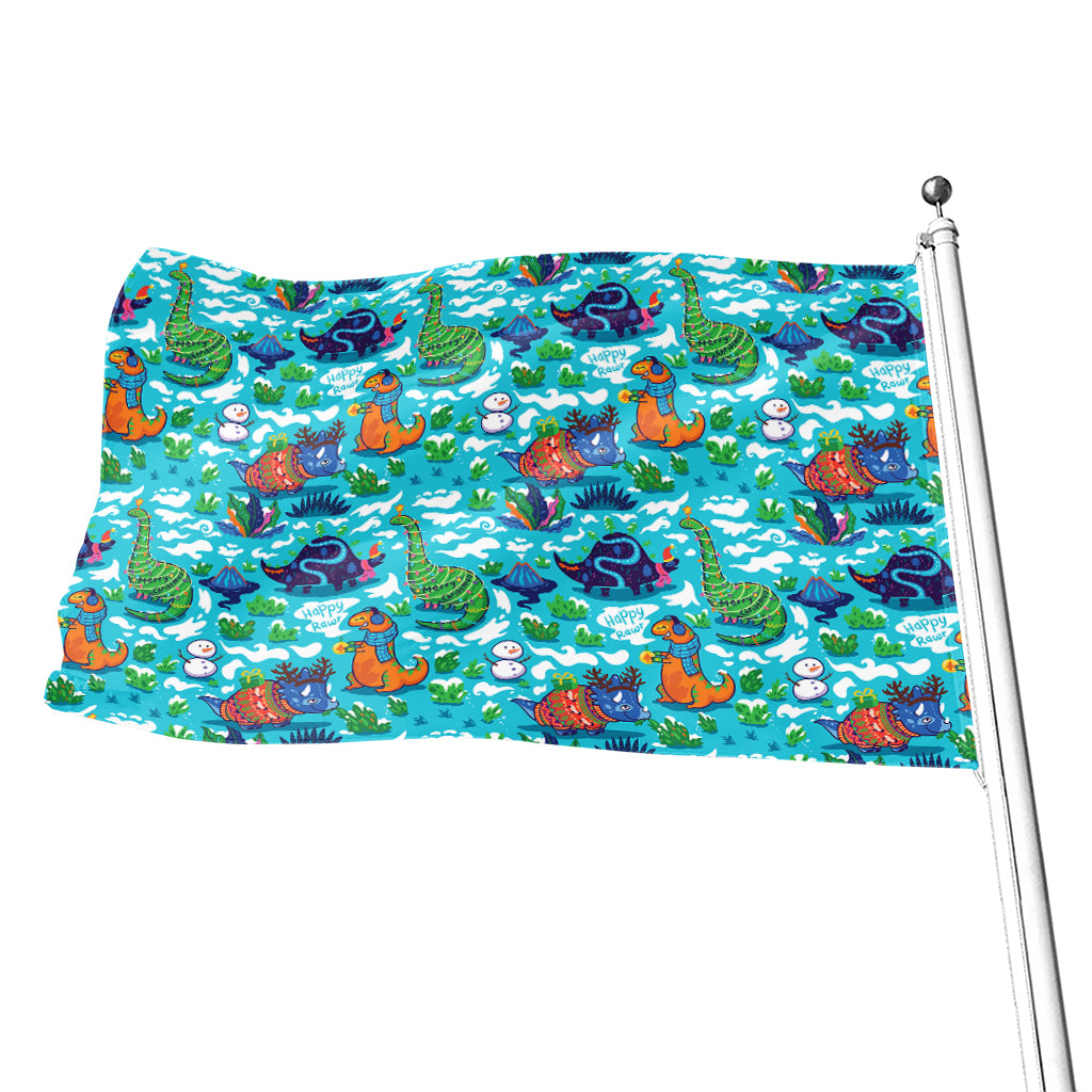 Xmas Dinosaur Pattern Print Flag
