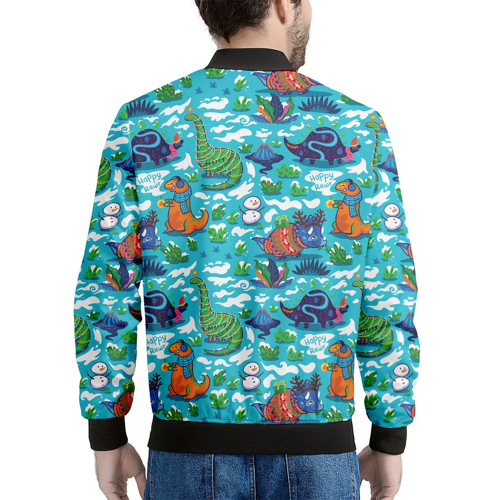 Xmas Dinosaur Pattern Print Men's Bomber Jacket