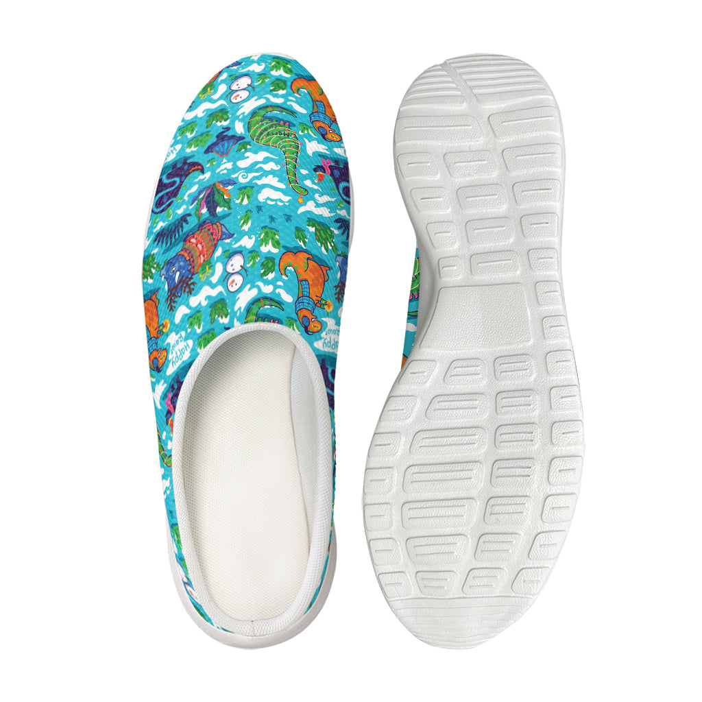 Xmas Dinosaur Pattern Print Mesh Casual Shoes