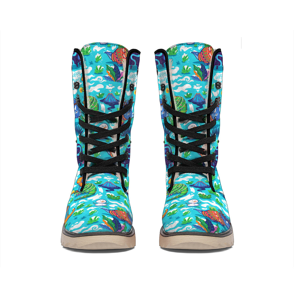 Xmas Dinosaur Pattern Print Winter Boots