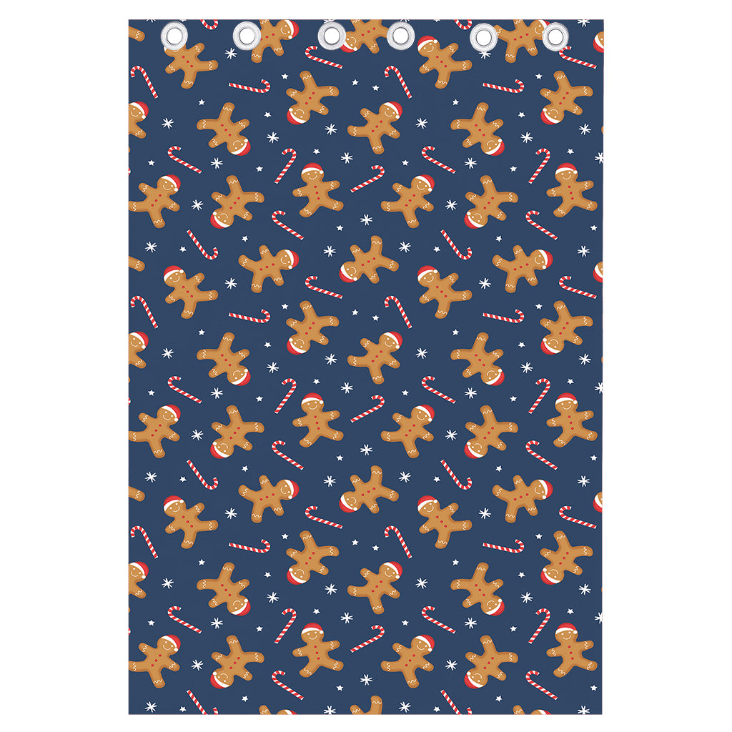 Xmas Gingerbread Man Pattern Print Curtain