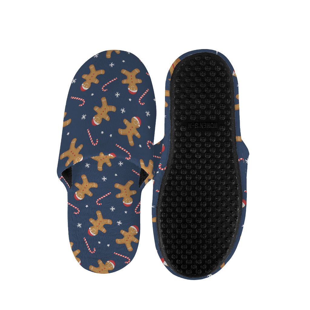 Xmas Gingerbread Man Pattern Print Slippers