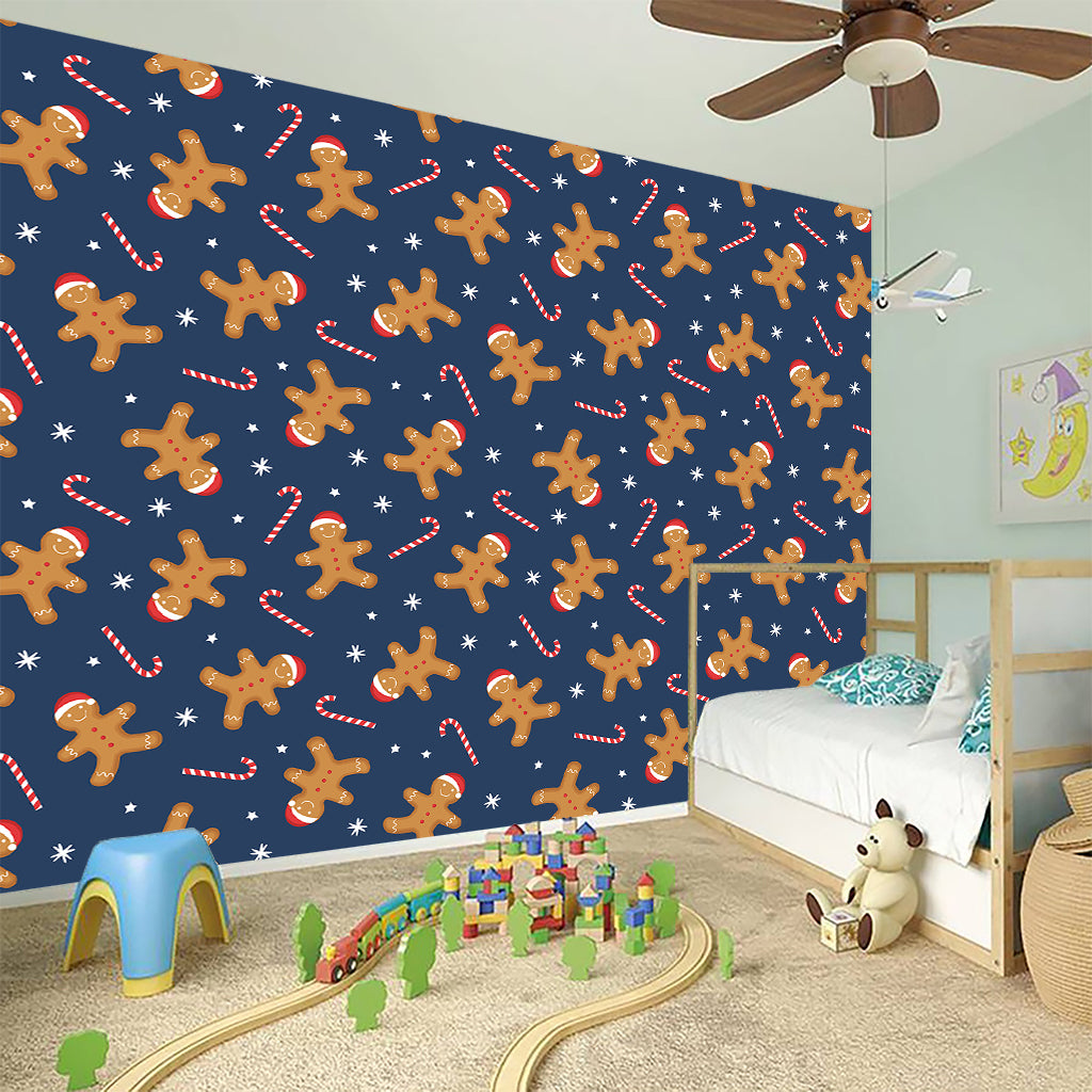 Xmas Gingerbread Man Pattern Print Wall Sticker