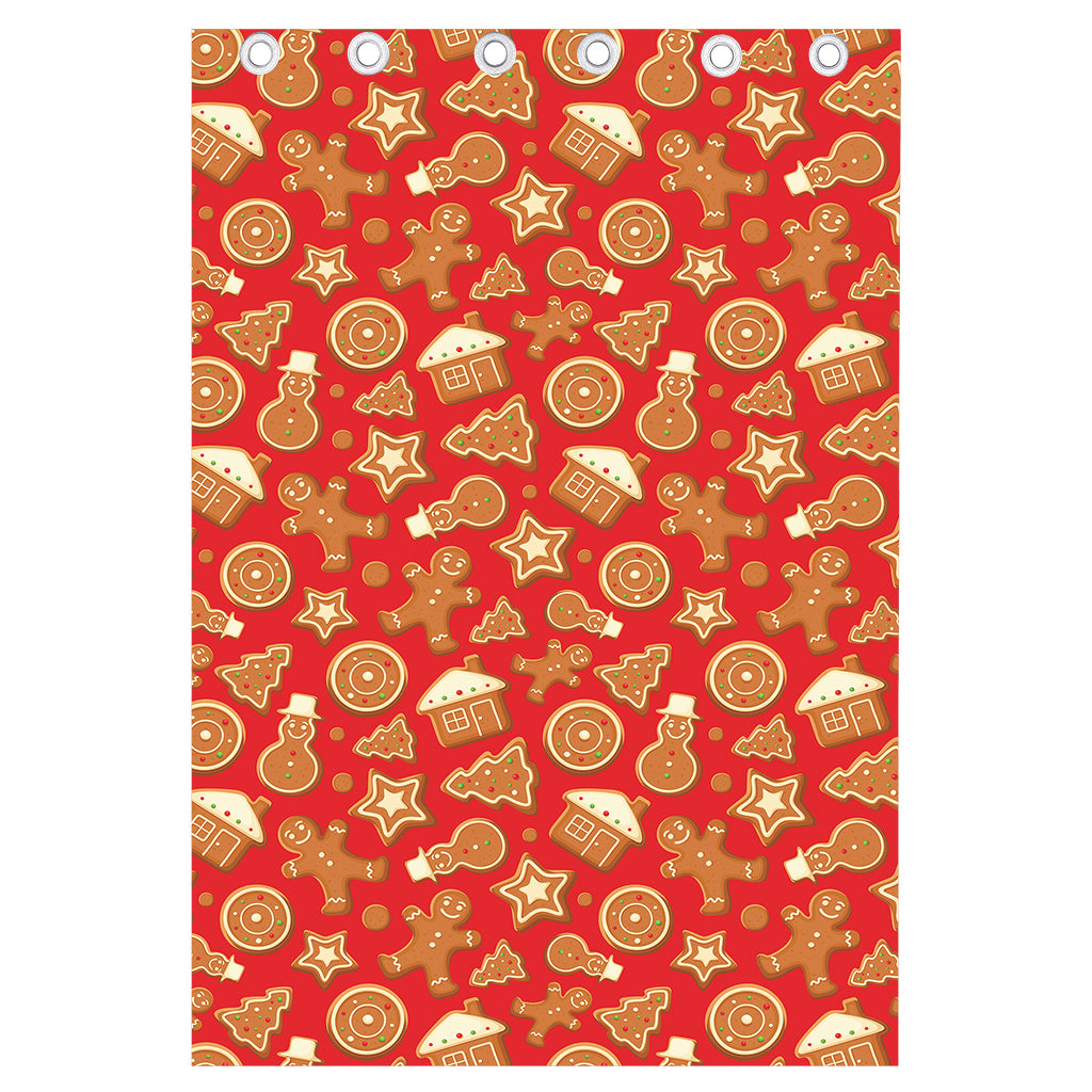 Xmas Gingerbread Pattern Print Curtain