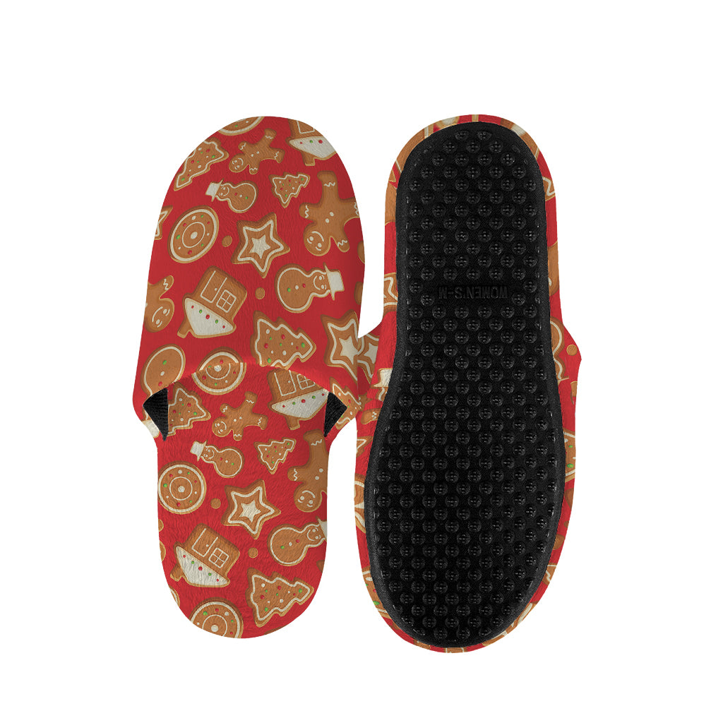 Xmas Gingerbread Pattern Print Slippers