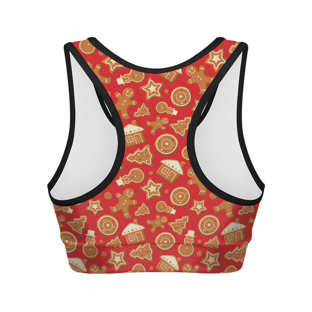 Xmas Gingerbread Pattern Print Women's Sports Bra