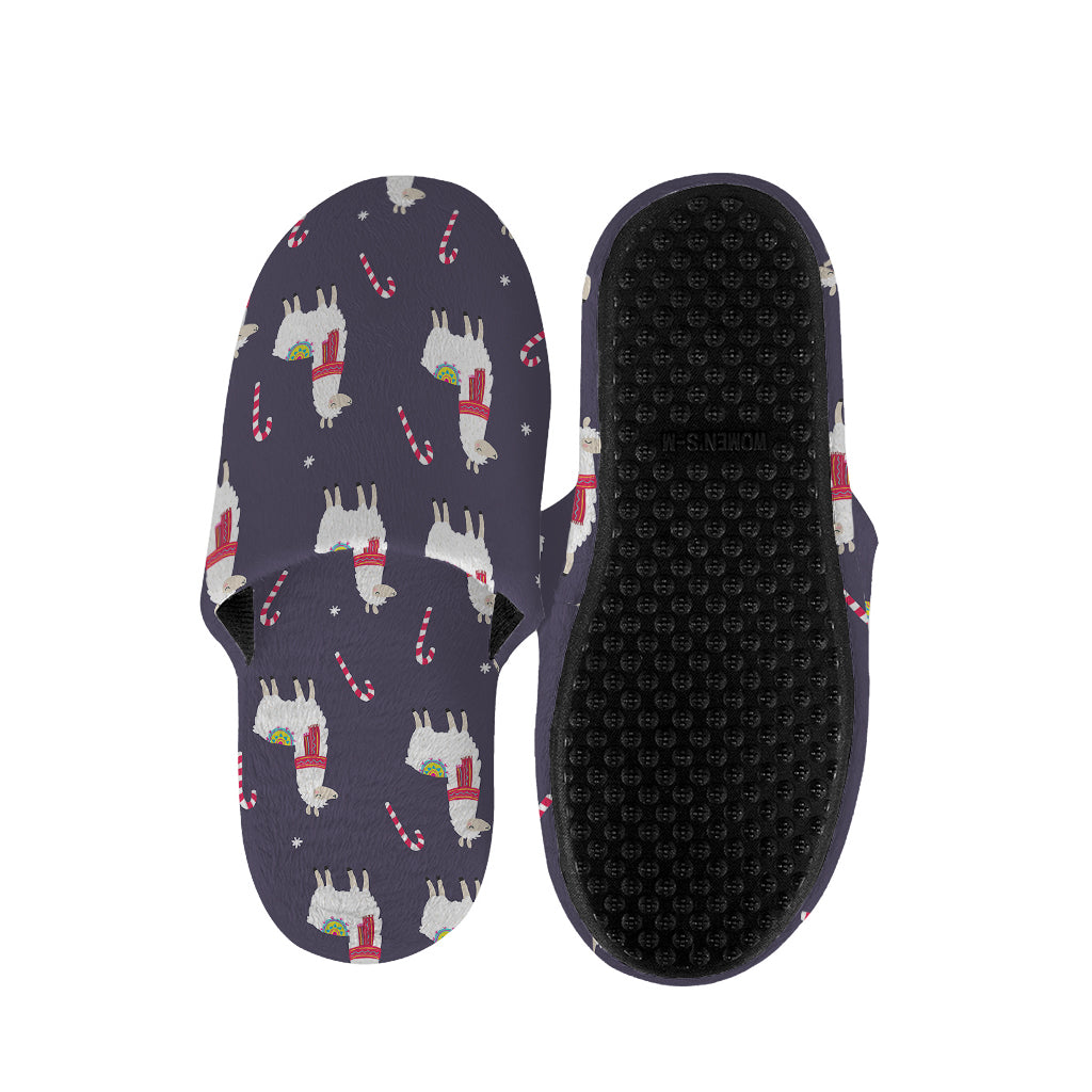 Xmas Llama Pattern Print Slippers