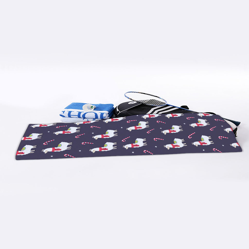 Xmas Llama Pattern Print Sports Towel