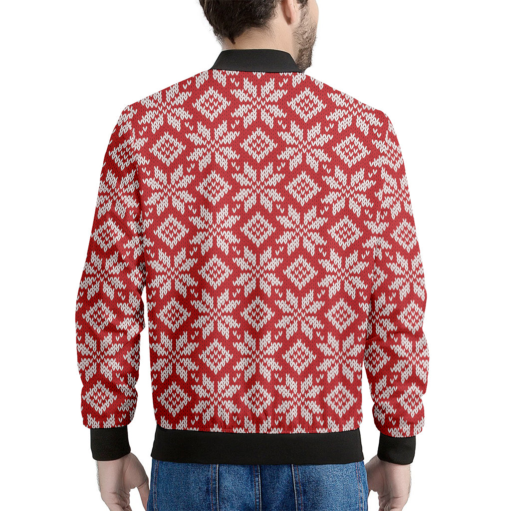 Xmas Nordic Knitted Pattern Print Men's Bomber Jacket