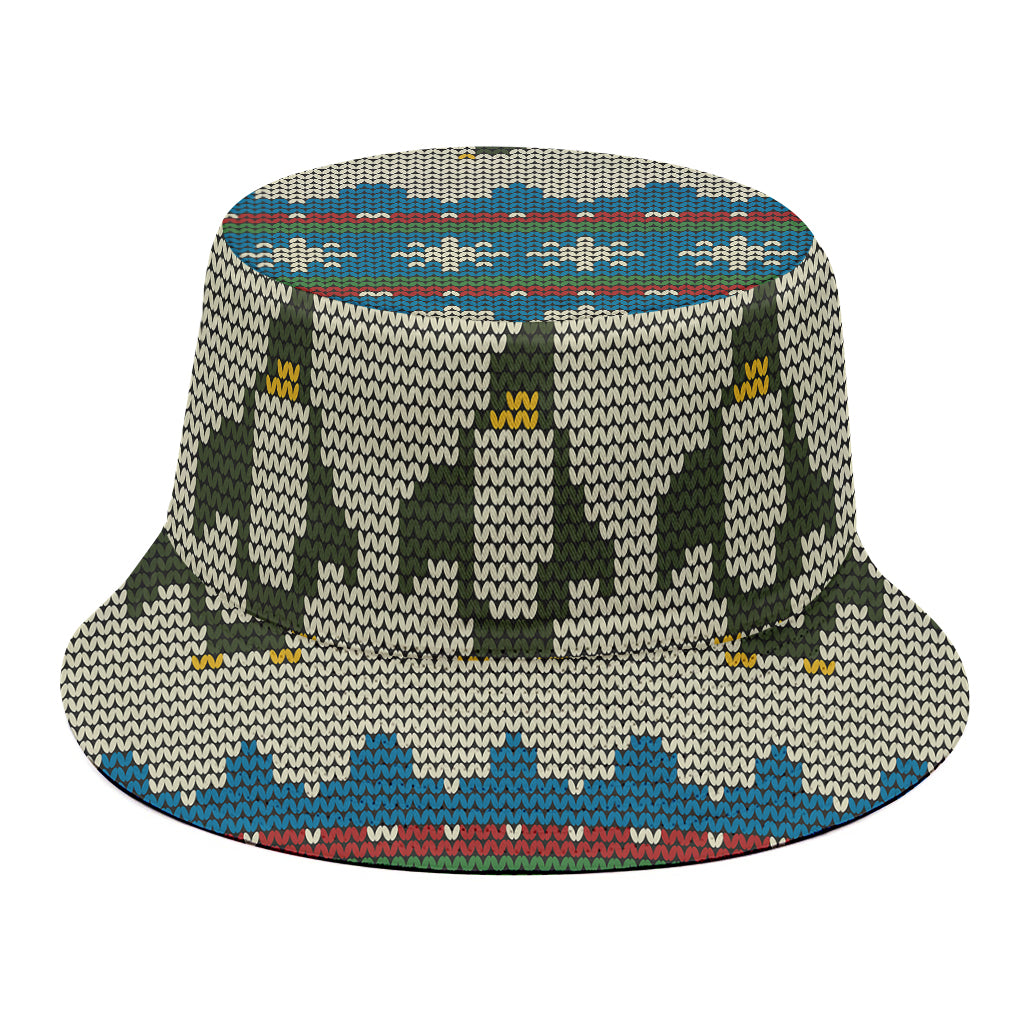 Xmas Penguin Pattern Print Bucket Hat