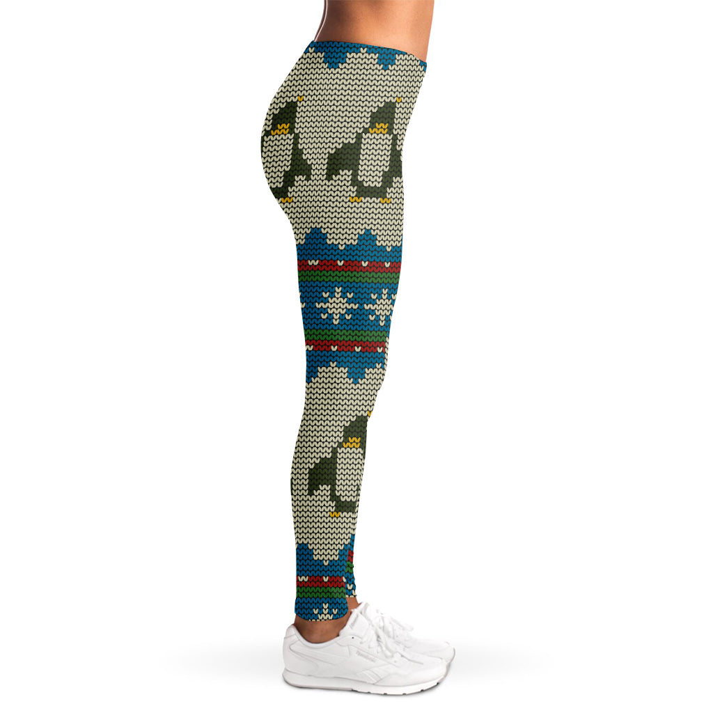 Xmas Penguin Pattern Print Women's Leggings