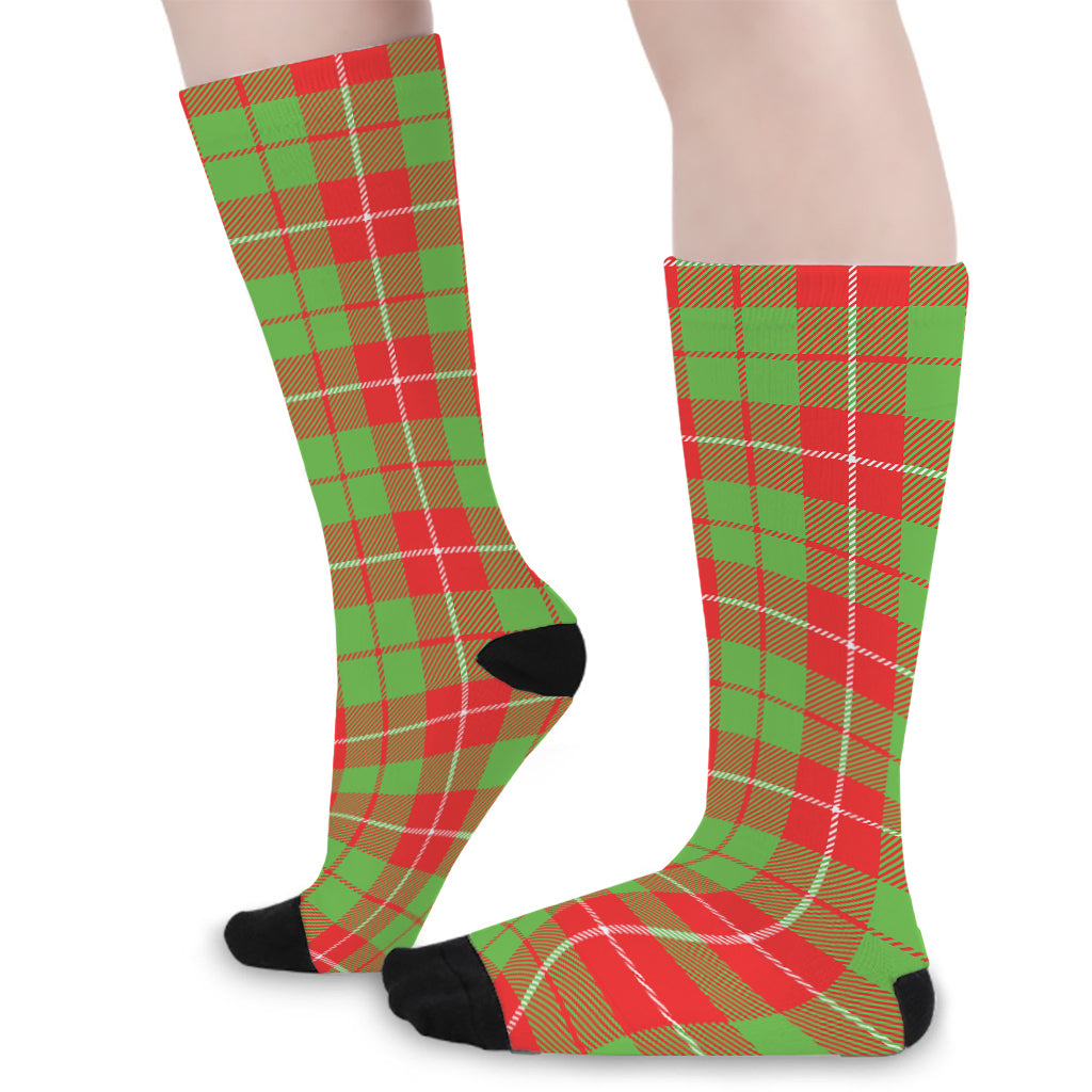 Xmas Plaid Pattern Print Long Socks