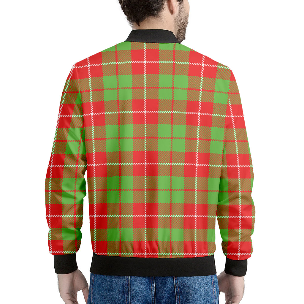 Xmas Plaid Pattern Print Men's Bomber Jacket
