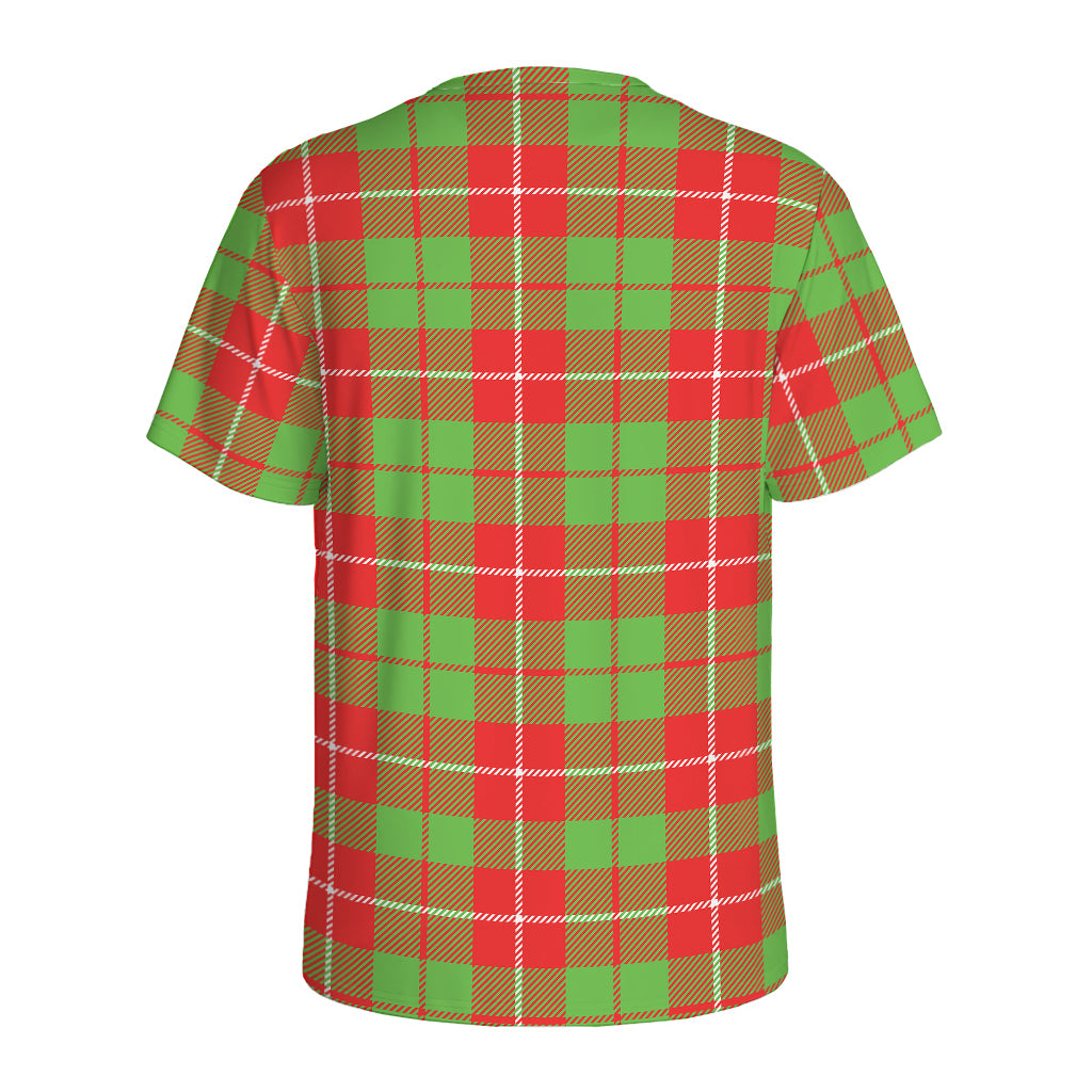 Xmas Plaid Pattern Print Men's Sports T-Shirt