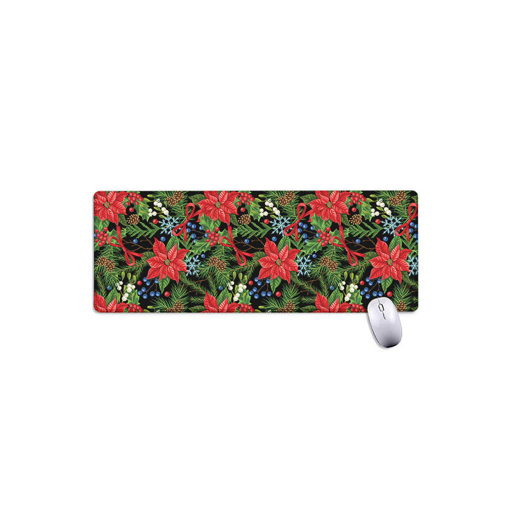 Xmas Poinsettia Pattern Print Extended Mouse Pad