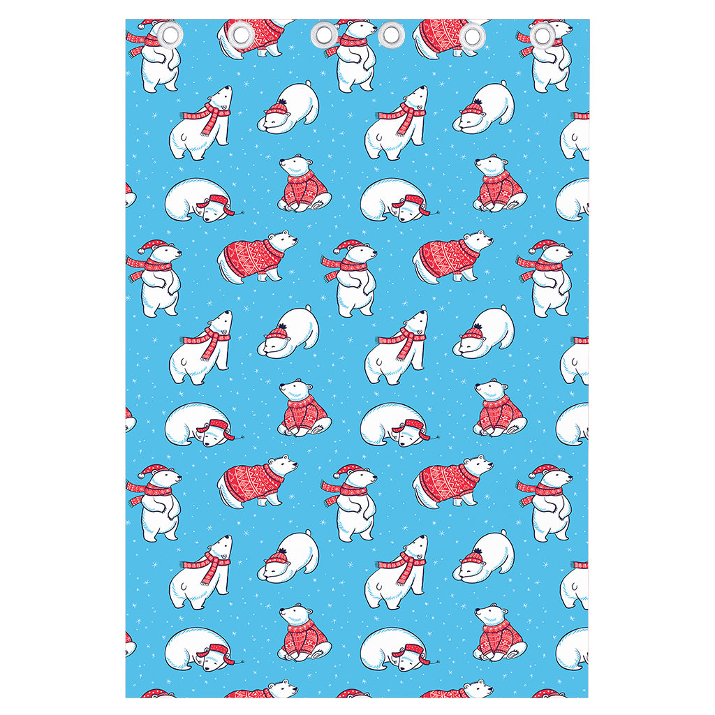 Xmas Polar Bear Pattern Print Curtain