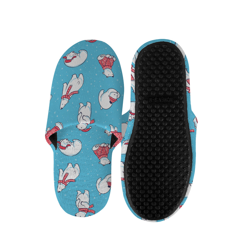 Xmas Polar Bear Pattern Print Slippers