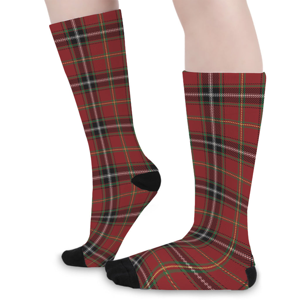Xmas Scottish Tartan Pattern Print Long Socks