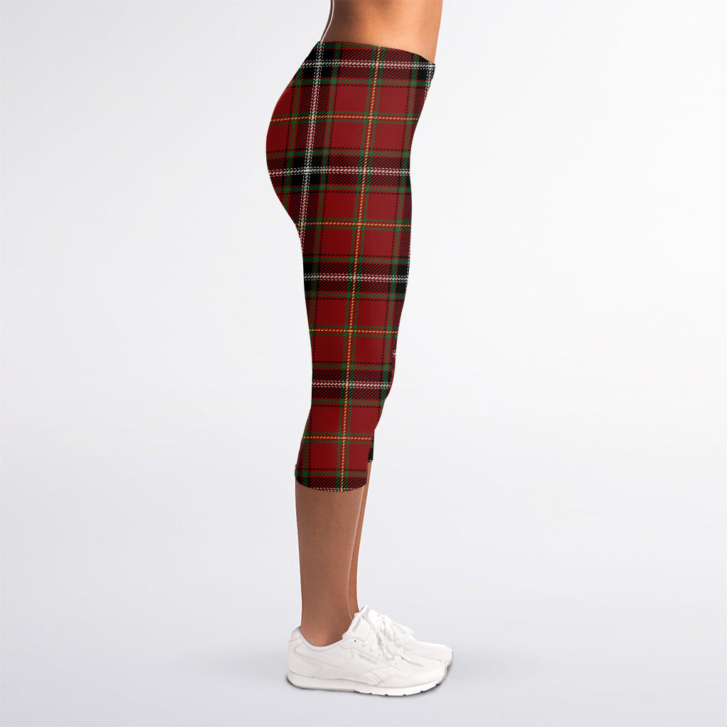 Xmas Scottish Tartan Pattern Print Women's Capri Leggings
