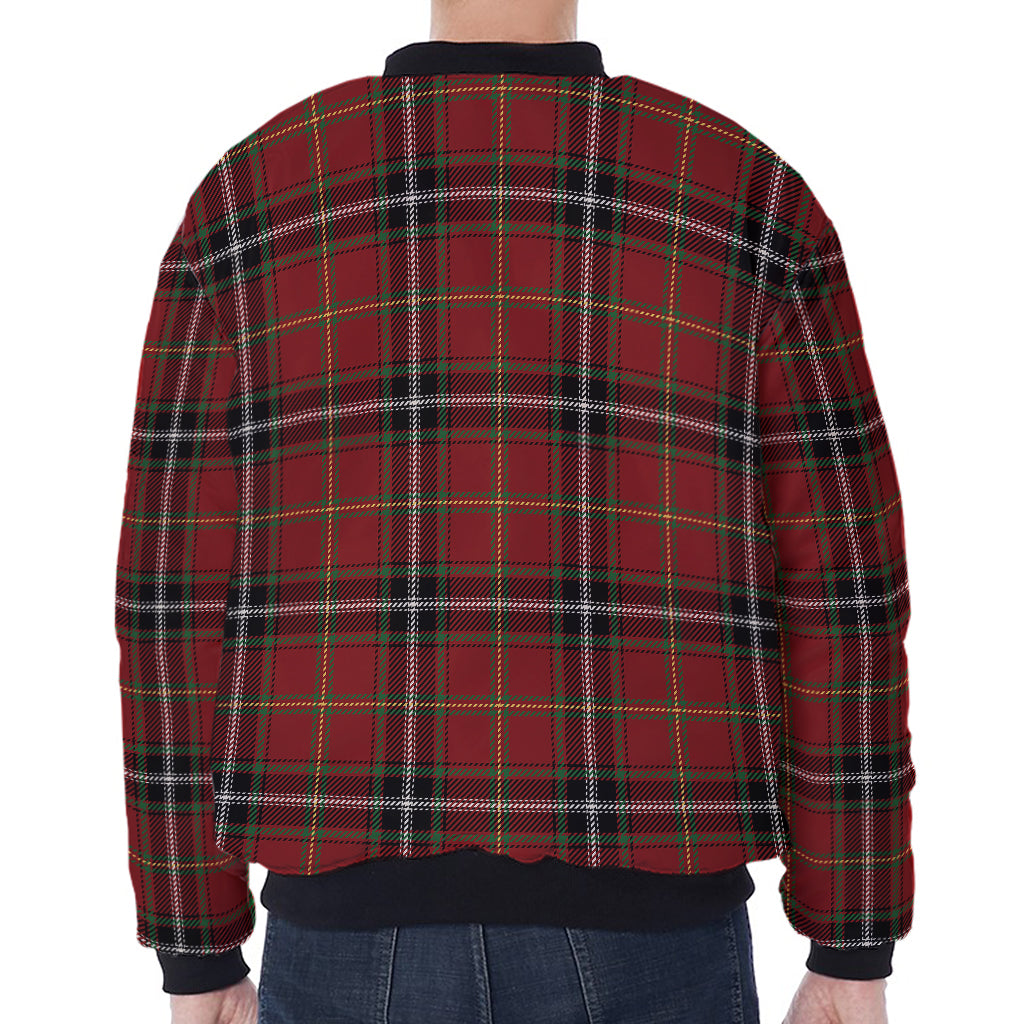Xmas Scottish Tartan Pattern Print Zip Sleeve Bomber Jacket