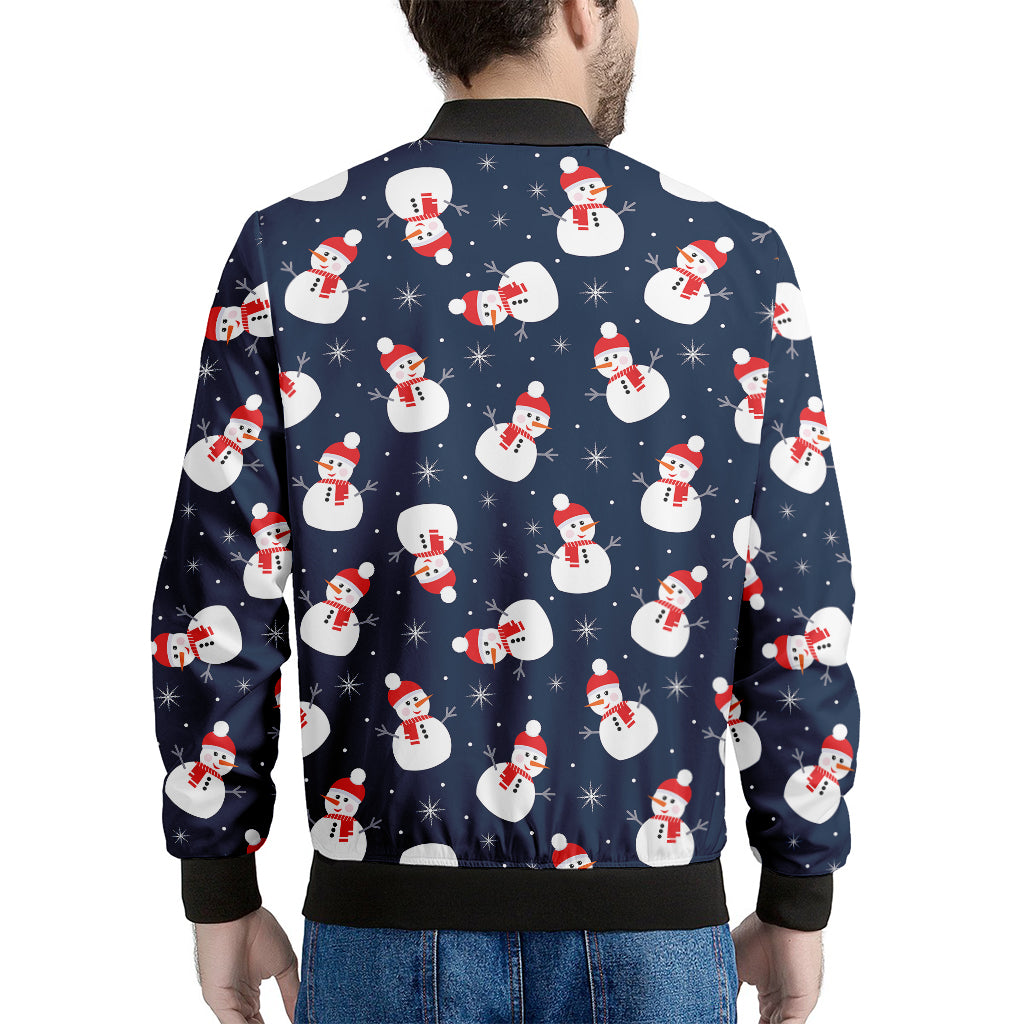 Xmas Snowman Pattern Print Men's Bomber Jacket