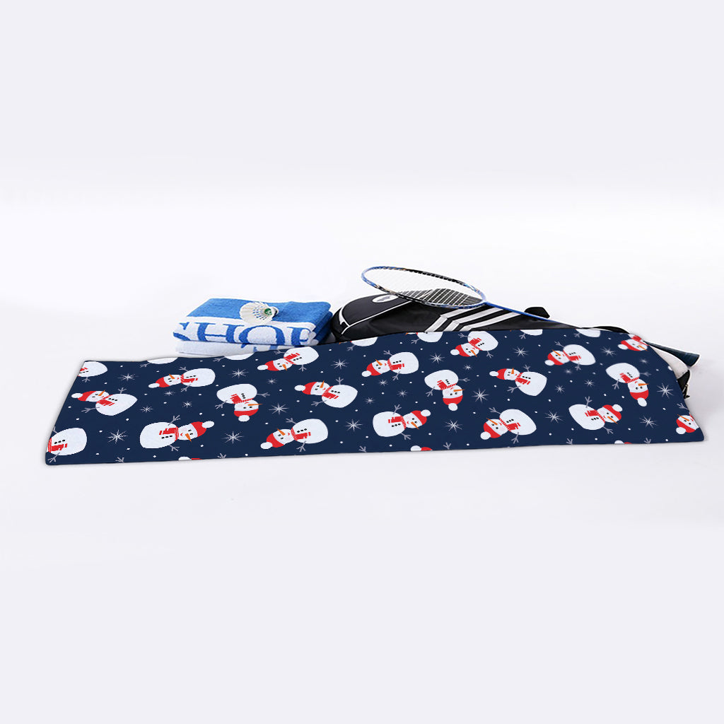 Xmas Snowman Pattern Print Sports Towel