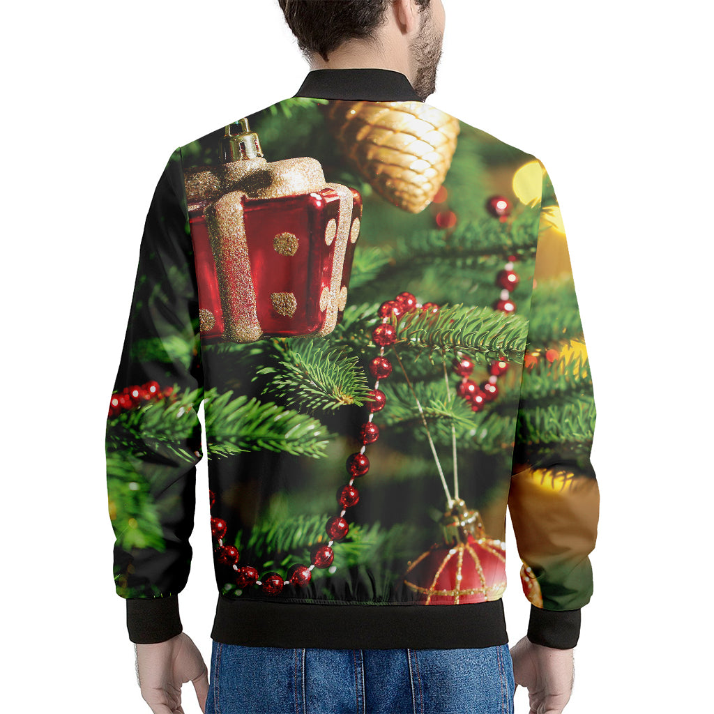 Xmas Tree Print Men's Bomber Jacket
