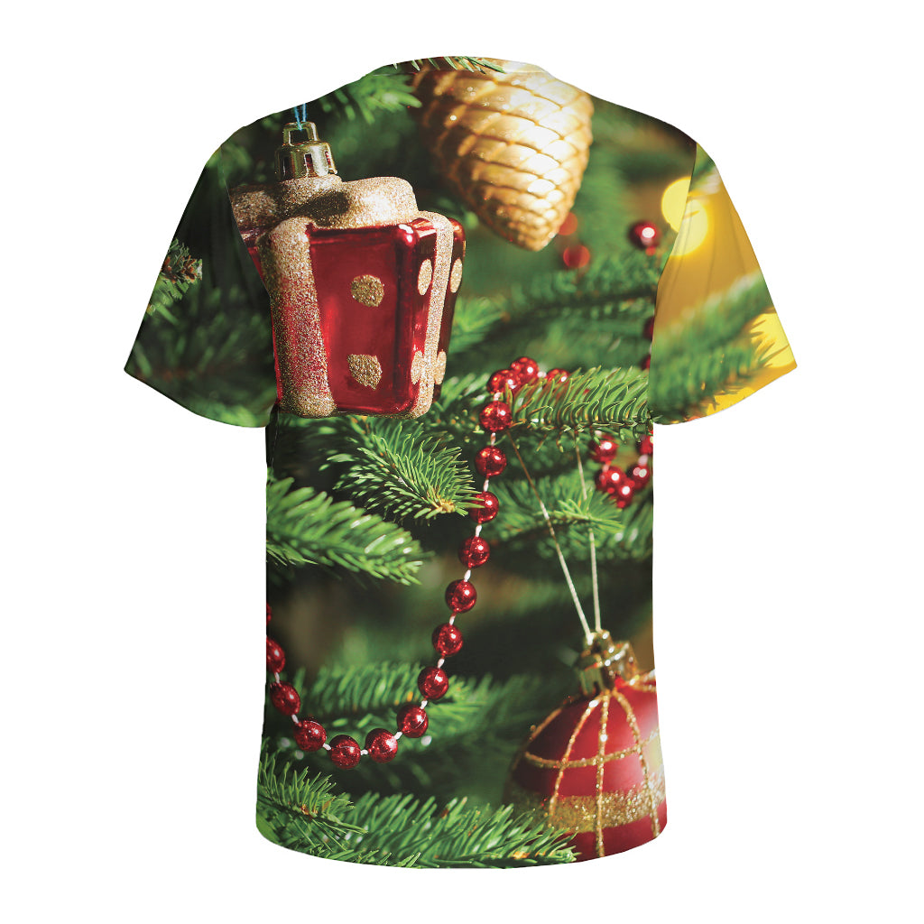 Xmas Tree Print Men's Sports T-Shirt
