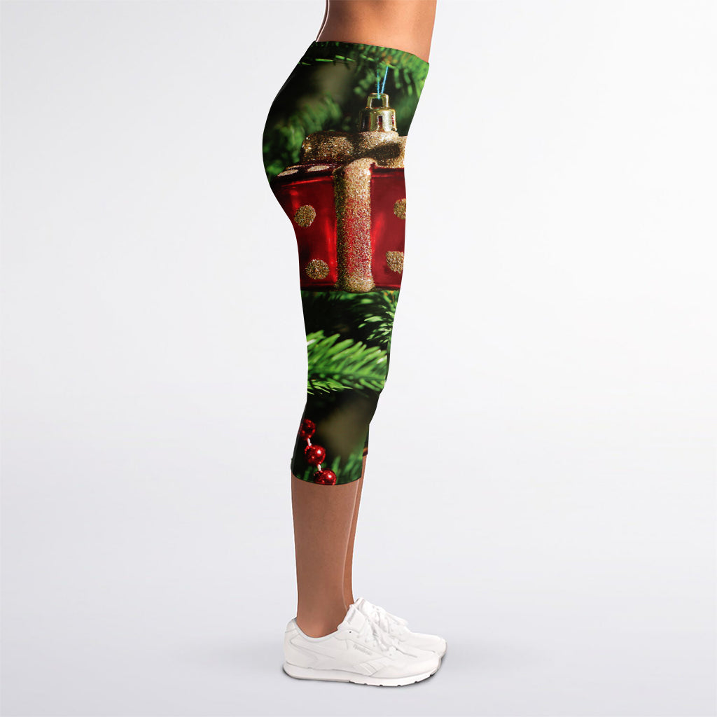 Xmas Tree Print Women's Capri Leggings
