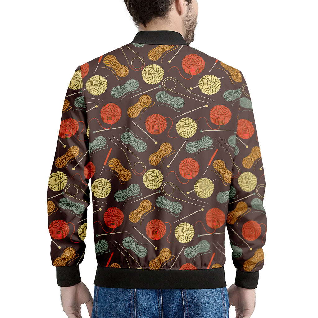 Yarn And Needle Pattern Print Men's Bomber Jacket