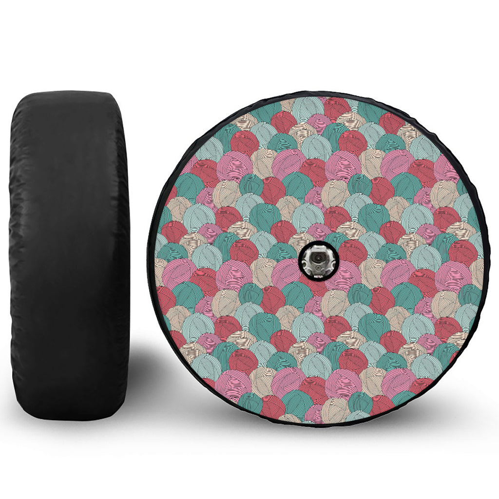 Yarn Balls Pattern Print Tire Cover With Camera Hole