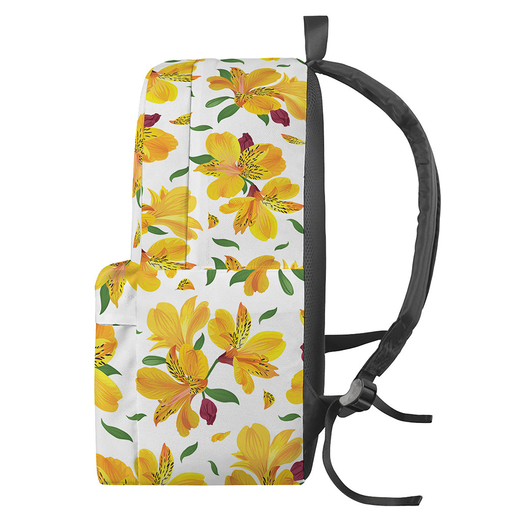 Yellow Alstroemeria Pattern Print Backpack