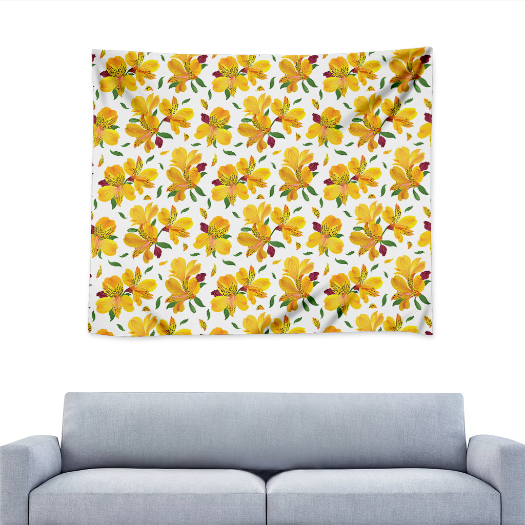Yellow Alstroemeria Pattern Print Tapestry