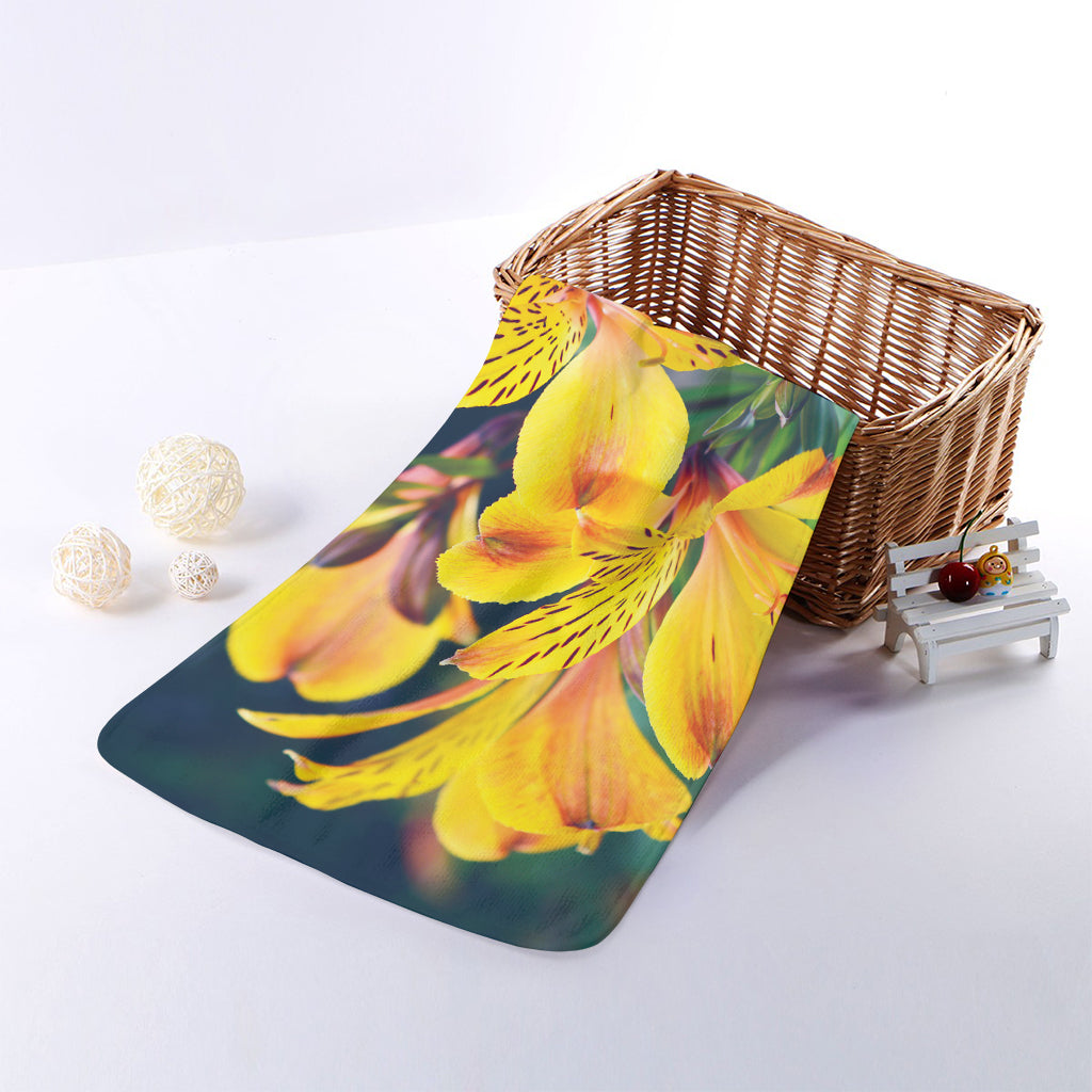 Yellow Alstroemeria Print Towel