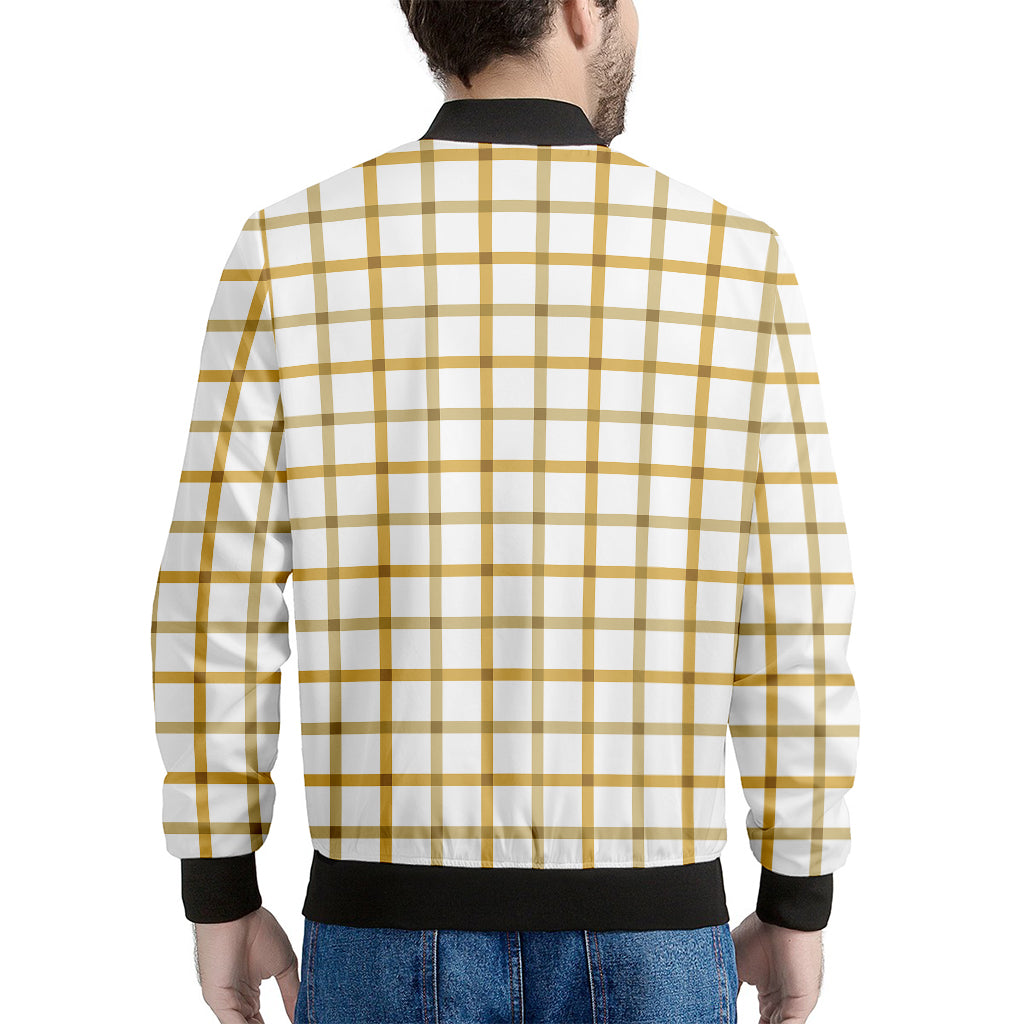 Yellow And Beige Tattersall Print Men's Bomber Jacket