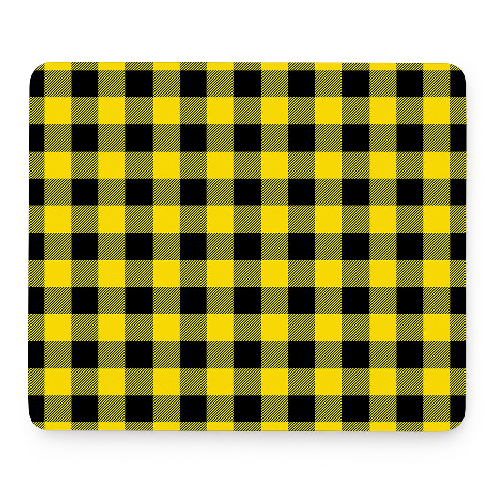 Yellow And Black Buffalo Check Print Mouse Pad