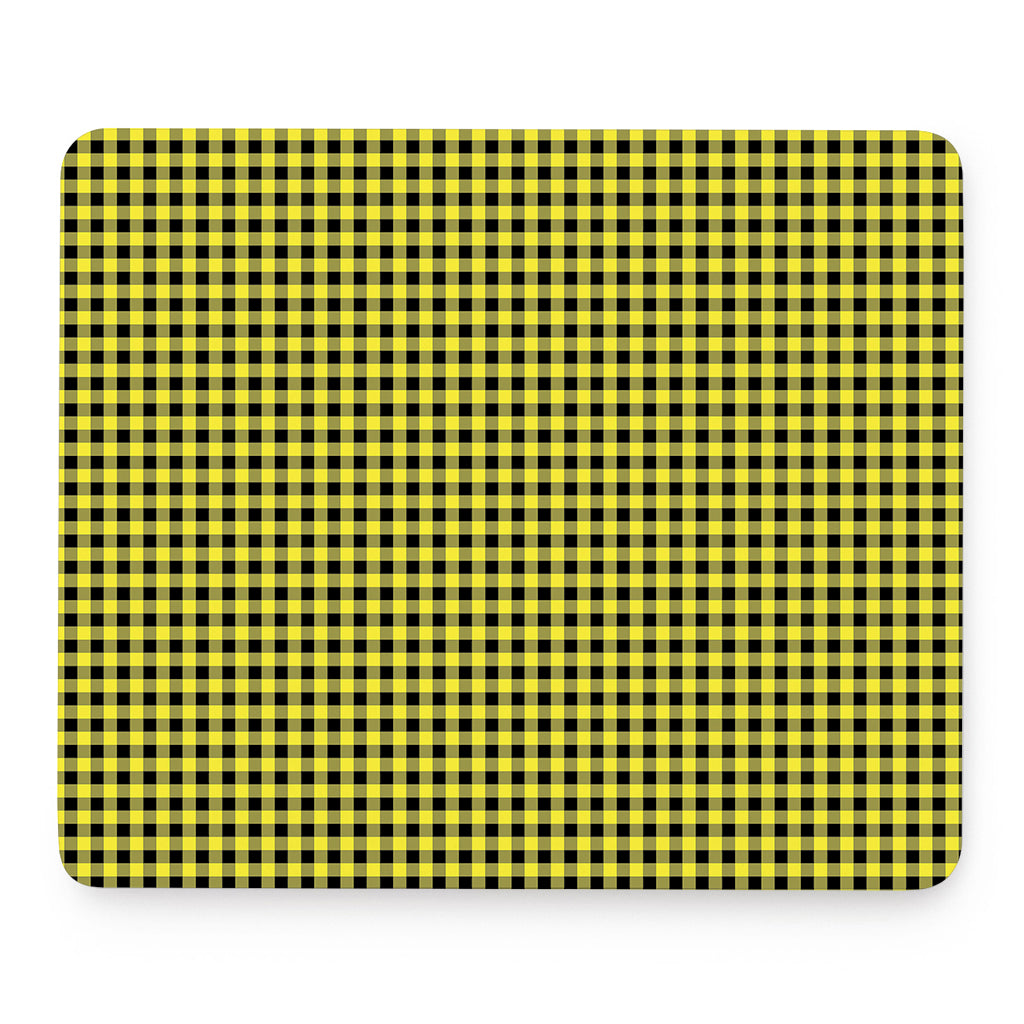 Yellow And Black Check Pattern Print Mouse Pad