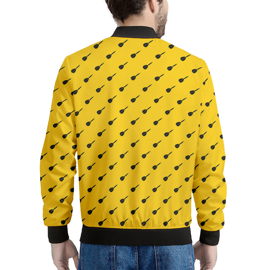 Yellow And Black Dart Pattern Print Men's Bomber Jacket